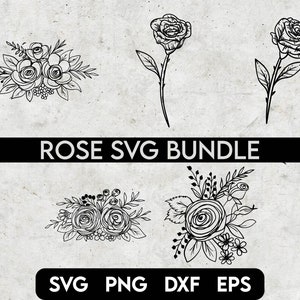 Rose Svg Bundle, ROSES Svg, Rose Clipart Bundle, Rose Svg Cut Files for ...