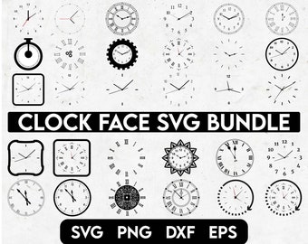 Clock Face Svg Bundle, Clock face clipart, Clock Svg, Roman numeral clock, Clock Numbers Svg, Clock face template, Clock silhouette, PNG