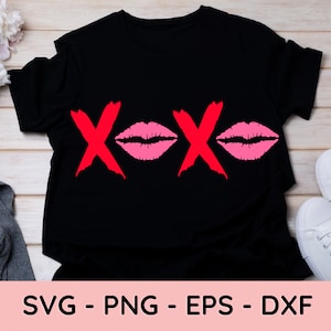 XoXo SVG / PNG / JPG, Xoxo Lips, Xo Heart Kisses Happy Valentine’s Day Sublimation Design Eps Dxf, Valentine’s Shirt Cupid Utilisation commerciale