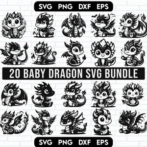 Cute Dragon Svg Bundle, Cartoon Dragon Svg, Kids Dragon Svg, Dragon Clipart, Dragon Cut Files For Cricut, Dragon Vector