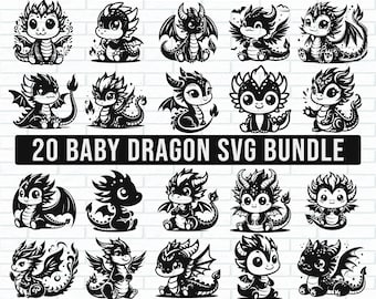 かわいいドラゴン SVG バンドル、漫画ドラゴン SVG、子供用ドラゴン SVG、ドラゴン クリップアート、Cricut 用ドラゴン カット ファイル、ドラゴン ベクター