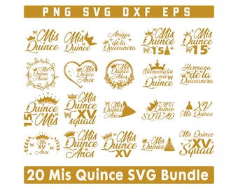 Mis Quince Svg Bundle, Mis Quince Squad Svg, Latina Girl SVG, Mis Quince Squad Svg,15th Birthday Clipart, Birthday Family Svg