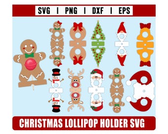 Christmas Lollipop Holder SVG, Christmas svg, Lollipop Holder svg, Christmas Tree Ornaments, Santa Candy Holder, Reindeer Lollipop Holder