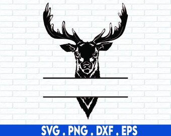 Split Deer Head SVG,  Svg Files For Cricut, Sublimation Designs Downloads, Buck SVG, Hunting Shirt Svg, Frame, Popular