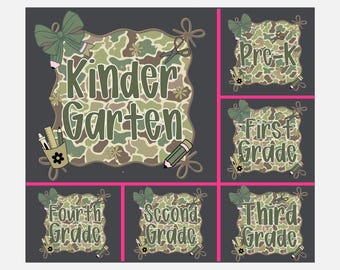 Camo Back to School Bundle Png, First Day PNG, Pre-K to Third Grade Png,School Boy Sublimation, Preppy Back To School Png, Camouflage Png