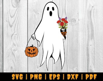 Floral Ghost Pumpkin Svg, Ghost SVG, Ghost clipart, Cute Ghost svg, Spooky svg, Floral Ghost Svg Png, Ghost with Flowers Svg, Halloween Svg