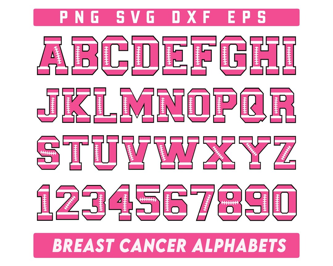 Breast Cancer Alphabet Svg, Personalize Name Number Sport Breast Cancer ...