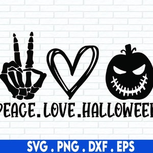 Peace Love Halloween SVG, Ghost SVG, Spooky SVG, Funny Halloween Shirt Svg, Scary, Png, Svg Files for Cricut, Sublimation Designs Downloads