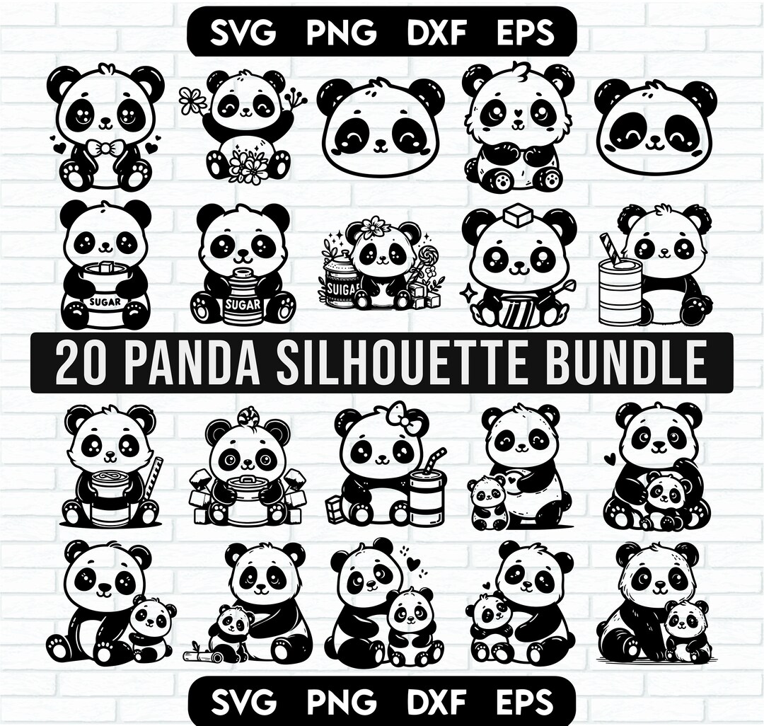 Panda SVG Bundle, Panda PNG Bundle, Panda Clipart, Panda SVG Cut Files ...