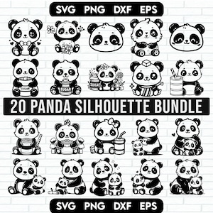Panda SVG Bundle, Panda PNG Bundle, Panda Clipart, Panda SVG Schnittdateien für Cricut, süße Panda SVG, Panda Silhouette. Panda Gesicht Svg