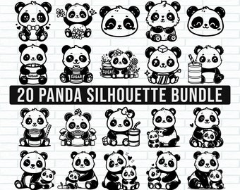 Panda SVG Bundle, Panda PNG Bundle, Panda Clipart, Panda SVG Cut Files for Cricut, Cute Panda Svg, Panda Silhouette. Panda Face Svg