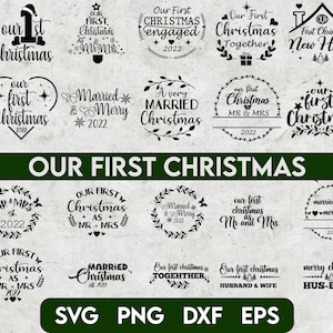 Notre premier Noël 2022 svg Bundle, Noël svg, Décorations de Noël svg, Premier Noël svg, mr et mme svg, Noël dans la nouvelle maison svg
