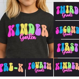 Checkered Neon Back to School Png, Preppy Back To School Bundle Png, Neon Distressed First/ Second/ Third Grade Bundle Png, Colorful School