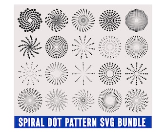 Spiral Dot Pattern SVG Bundle, optical Illusion Swirl Designs (Commercial Use),  Dot Mandala Cut File, Geometric Symbol Pattern