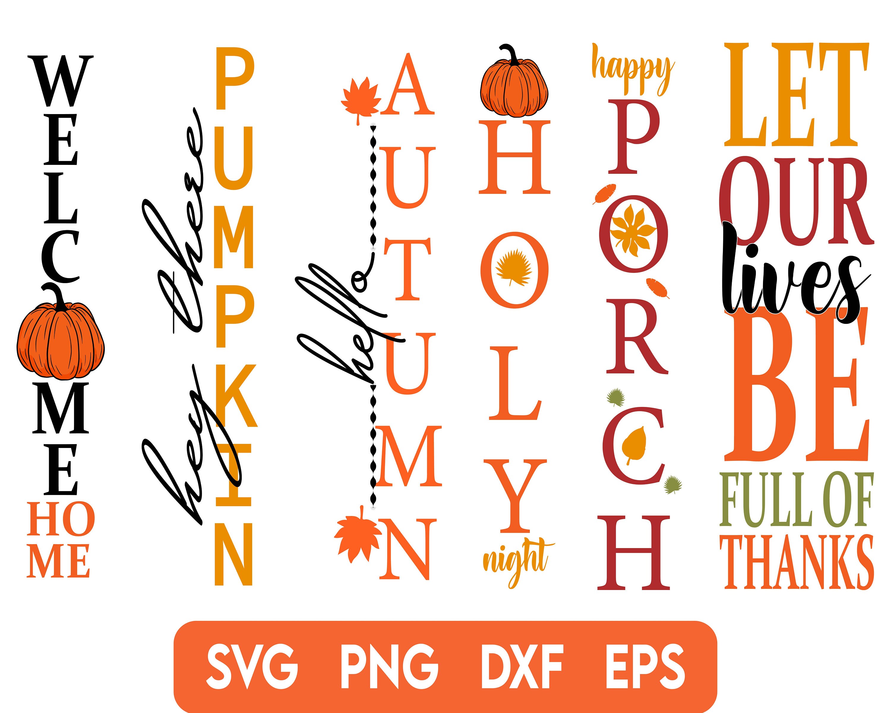 Fall Porch Sign Svg Bundle, Welcome Fall Svg, Halloween Svg, Autumn ...
