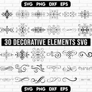 Decorative Elements SVG, Ornaments svg, Flourishes SVG, Swirls SVG, Text Divider Svg, Dividers Borders Svg, Text decoration svg