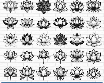 LOTUS SVG Bundle Lotus Blume CRICUT Namaste Cut Files Yoga Silhouette Mandala Clipart Meditation spirituelle digitale Png Dxf Eps