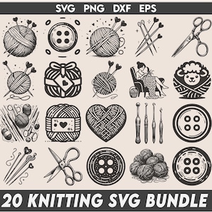 Knitting svg Bundle,  Crochet svg, Yarn svg, Knit svg bundle, Crochet needle clipart, Yarn ball svg, crochet png bundle, crochet eps