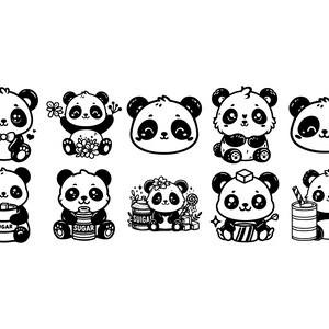Panda SVG Bundle, Panda PNG Bundle, Panda Clipart, Panda SVG Cut Files for Cricut, Cute Panda Svg, Panda Silhouette. Panda Face Svg image 3