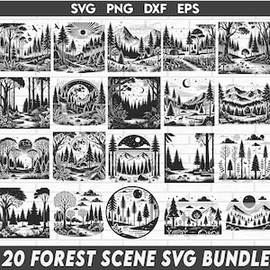 Forest scene svg Bundle, Landscape Svg, Forest Svg, Adventure Svg, Outdoor Svg, Deer Svg, Nature Scene Svg, Forest Scene Svg