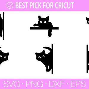 Kikande katt Svg, Katt SVG, Svart katt svg, Kikande katt clipart, Kikande katt SVG, Randiga kattungar Svg, Päls kattunge Svg, Katt clipart, Rolig katt bild 6