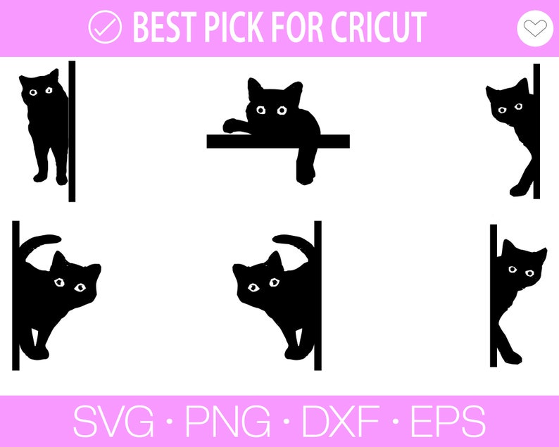 Kikande katt Svg, Katt SVG, Svart katt svg, Kikande katt clipart, Kikande katt SVG, Randiga kattungar Svg, Päls kattunge Svg, Katt clipart, Rolig katt bild 6