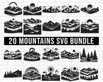 Mountains Svg Bundle, Landscape Svg, Adventure svg, Nature Scene Svg, Forest Scene Svg, Camping Svg, Pine Tree Svg Png, Digital Download