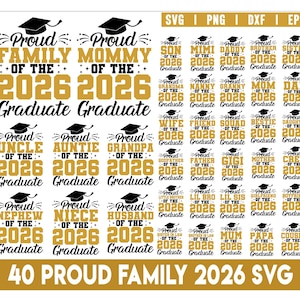 Proud Family of 2026 Graduate SVG Bundle, Proud Graduate Family Png, Class of 2026 svg, Graduation Family svg, Senior Family Png