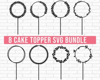 Wedding Cake Topper Svg bundle, lower wreath frame svg, wreath cake topper svg, cake topper laser cut, Birthday topper svg