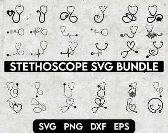 Stethoscope Svg Bundle, Heart Stethoscope Svg, Stethoscope Heartbeat, Nurse Life Svg, Medical Svg, Heartbeat Svg, Stethoscope Cut File