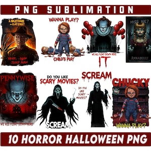 Horror Halloween Png, Love Horror Movies, Scary Movies Png Bundle, Halloween Shirt Template Png,Png Format, Halloween villains Png Bundle,