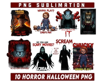 Horror Halloween Png, Love Horror Movies, Scary Movies Png Bundle, Halloween Shirt Template Png,Png Format, Halloween villains Png Bundle,