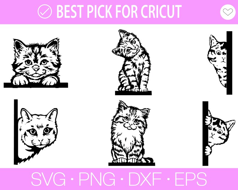 Kikande katt Svg, Katt SVG, Svart katt svg, Kikande katt clipart, Kikande katt SVG, Randiga kattungar Svg, Päls kattunge Svg, Katt clipart, Rolig katt bild 2