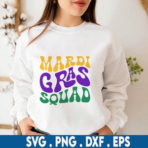 Mardi Gras Squad Svg, Nola Squad Svg, Mardi Gras Svg, New Orleans Louisiana, Mardi Gras Shirt Svg ,Wavy Stacked Svg, Cricut Silhouette