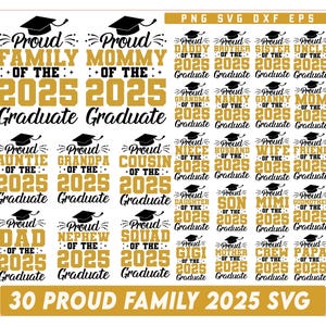 Fière famille des diplômés 2025 SVG Bundle, fière diplômée de la famille Png, classe de 2025 svg, svg de la famille de l'obtention du diplôme, famille senior Png