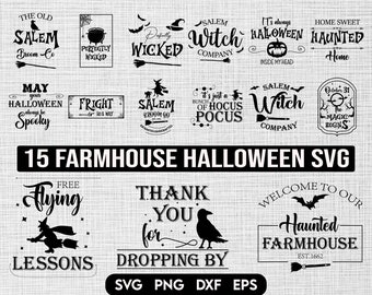 Farmhouse Halloween SVG Bundle, Halloween Decor svg, Vintage Halloween svg, Old Halloween svg, Happy Halloween svg, SVG Cricut Sublimation