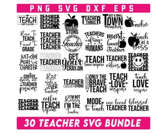 Teacher Svg Bundle, Teacher Clipart, Teacher Quote Svg, Teacher Life Svg, Back to School Svg, Teacher Appreciation Svg