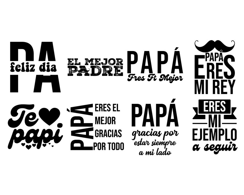 Papi Design Black Text Frases Para El Dia Del Papá Svg Png Bundle, Gracias Papá Svg, Spanish ...