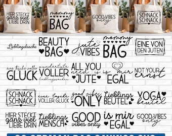 Refranes alemanes para bolsas plotter Svg, Bolsa de yute trazando svg, Uno de los yutes, refranes de bolsillo svg, Sprüche svg, Corte para Cricut, Silueta