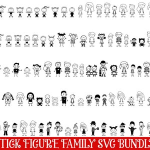 Stick Family SVG Bundle, Stick Family cut files, Stick Figure Svg, Stick Family clipart, Stick People SVG, Stick date svg, Line Art svg image 1
