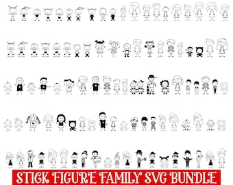 Stick Family SVG Bundle, Stick Family cut files, Stick Figure Svg, Stick Family clipart, Stick People SVG, Stick date svg, Line Art svg