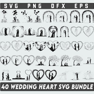 Hochzeit Herz Bundle, Hochzeit Herz, Braut und Bräutigam SVG-Dateien für Silhouette Cameo und Cricut