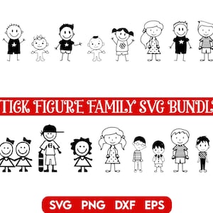 Stick Family SVG Bundle, Stick Family cut files, Stick Figure Svg, Stick Family clipart, Stick People SVG, Stick date svg, Line Art svg image 4