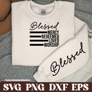 Retro Blessed Redeemed Quotes Png Eps, Elegant Boho Christian Quote Png, Religious Sleeve Shirt Design Png, Faith PNG Inspirational Png