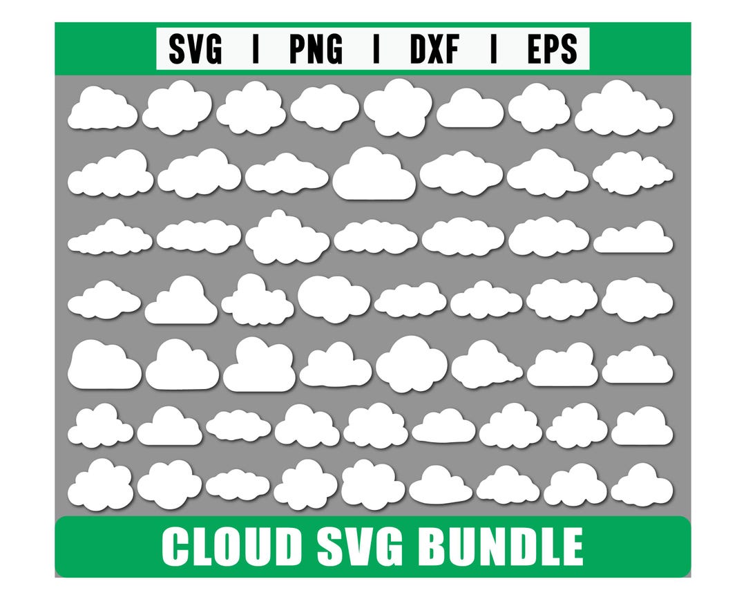 60 Clouds SVG Bundle, Clouds Clipart, White Clouds, Clouds SVG Clipart ...