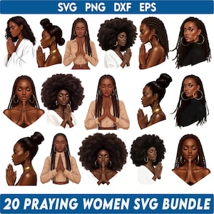 Black Girl Praying Clipart PNG, Afro Girl Bundle Png, Pray, Women of all ages, Woman of faith, Praying Black Women, Praying Black Woman