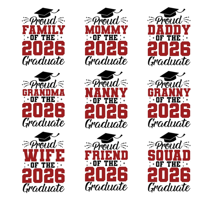 Dumna rodzina absolwenta rocznika 2026 (SVG), Dumna rodzina absolwenta (SVG), Klasa 2026, Ukończenie szkoły (SVG), Pakiet ukończenia szkoły (SVG) z 2026 r., Rodzina absolwenta (SVG) zdjęcie 2