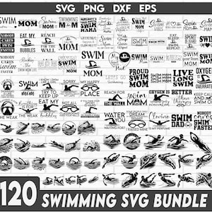 Paquete de Svg de natación, Mamá nadadora, Svg de océano, Svg de playa, Vector de nadador, Svg de natación, Citas de natación, Cricut de natación, Vibraciones de natación svg