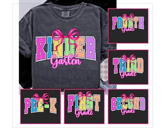 Neon Varsity First/ Second/ Third Grade Png Bundle, Preppy Back To School Png, Preppy Back to School Floral Bundle, Pre-k Colorful School