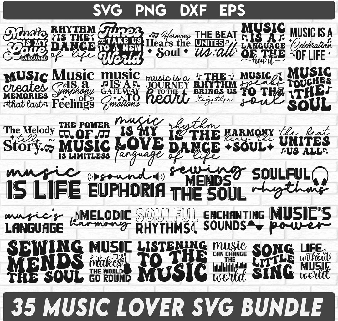 Music Lover Svg Bundle, Music Quotes Bundle Svg Png Pdf, Musical Bundle ...